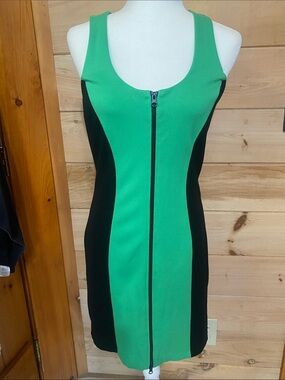 INC International Concepts Green and Black Zip-Front racer back Dress